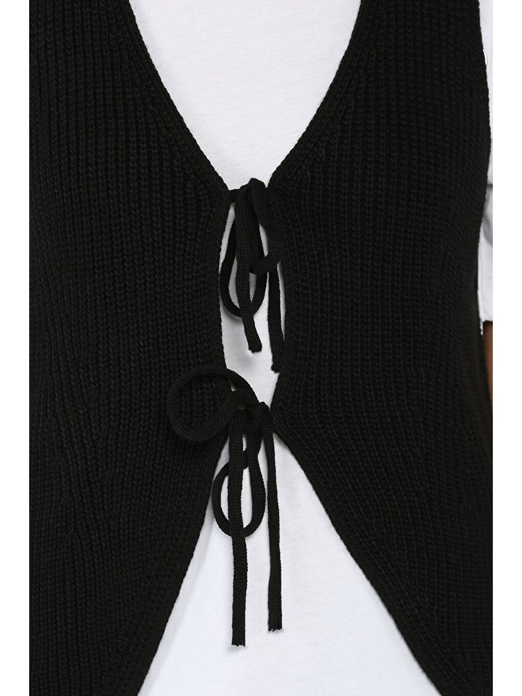 Siyah Kadın Ön Bağlamalı Triko Yelek (s-m-l-xl Uyumludur)-3
