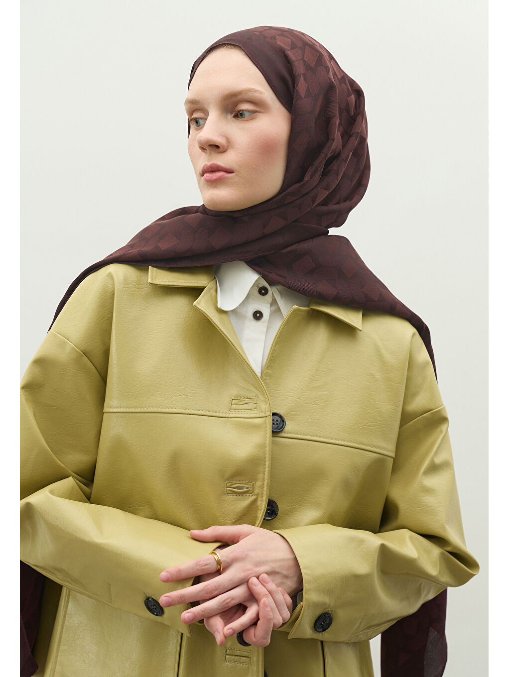 Kahverengi OSLO PAMUK FLOŞ JAKARLI ŞAL KIZIL KAHVE-1