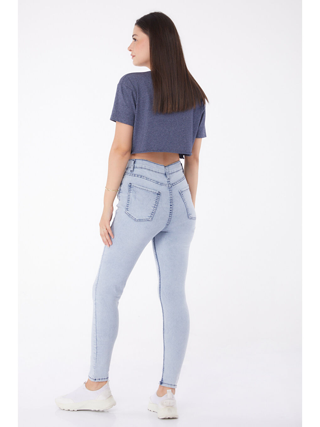 Elastanlı Kar Yıkamalı Jean Pantolon Buz Mavi   26009-4