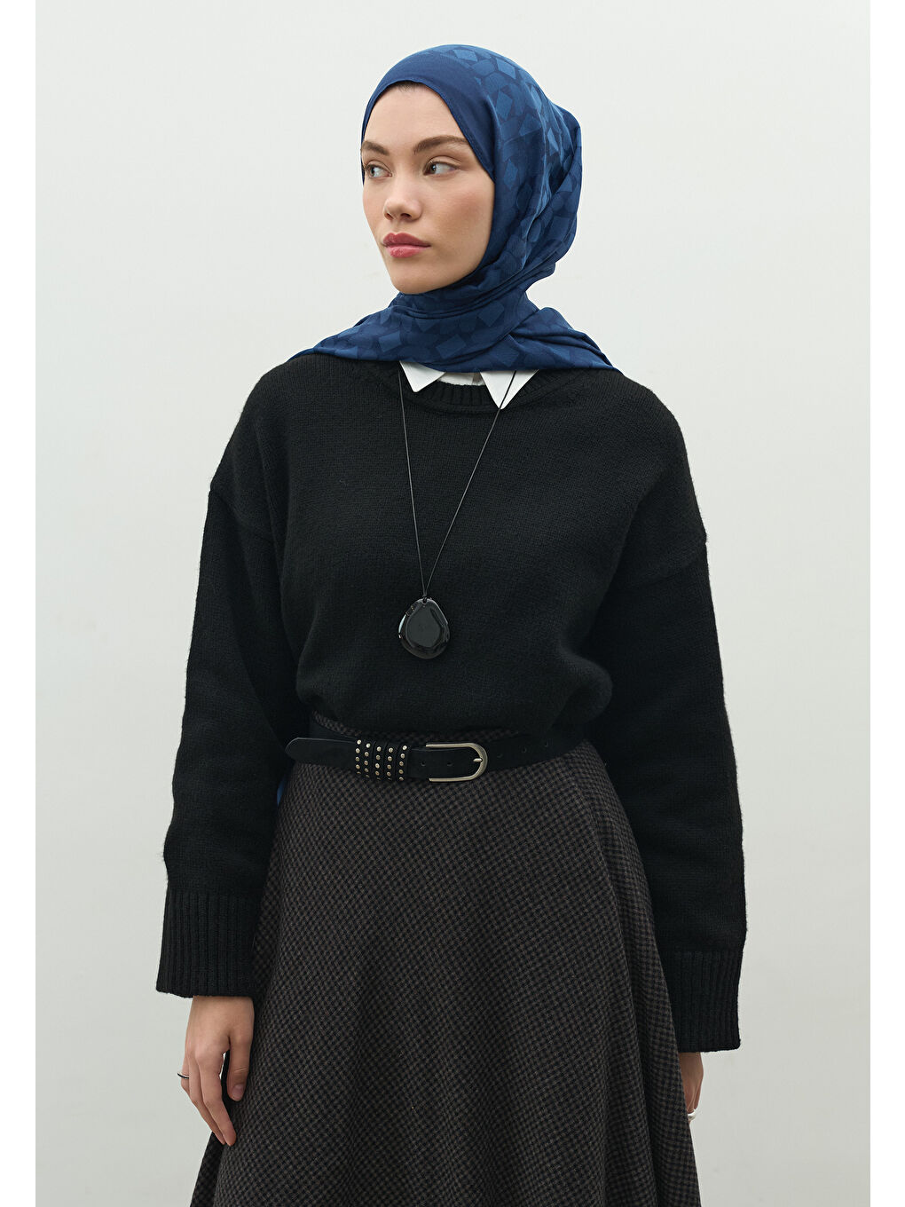 İndigo OSLO PAMUK FLOŞ JAKARLI ŞAL İNDİGO