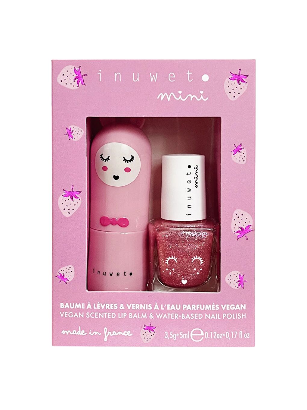 2'li Su Bazlı Oje ve Dudak Balmı Seti Çilek