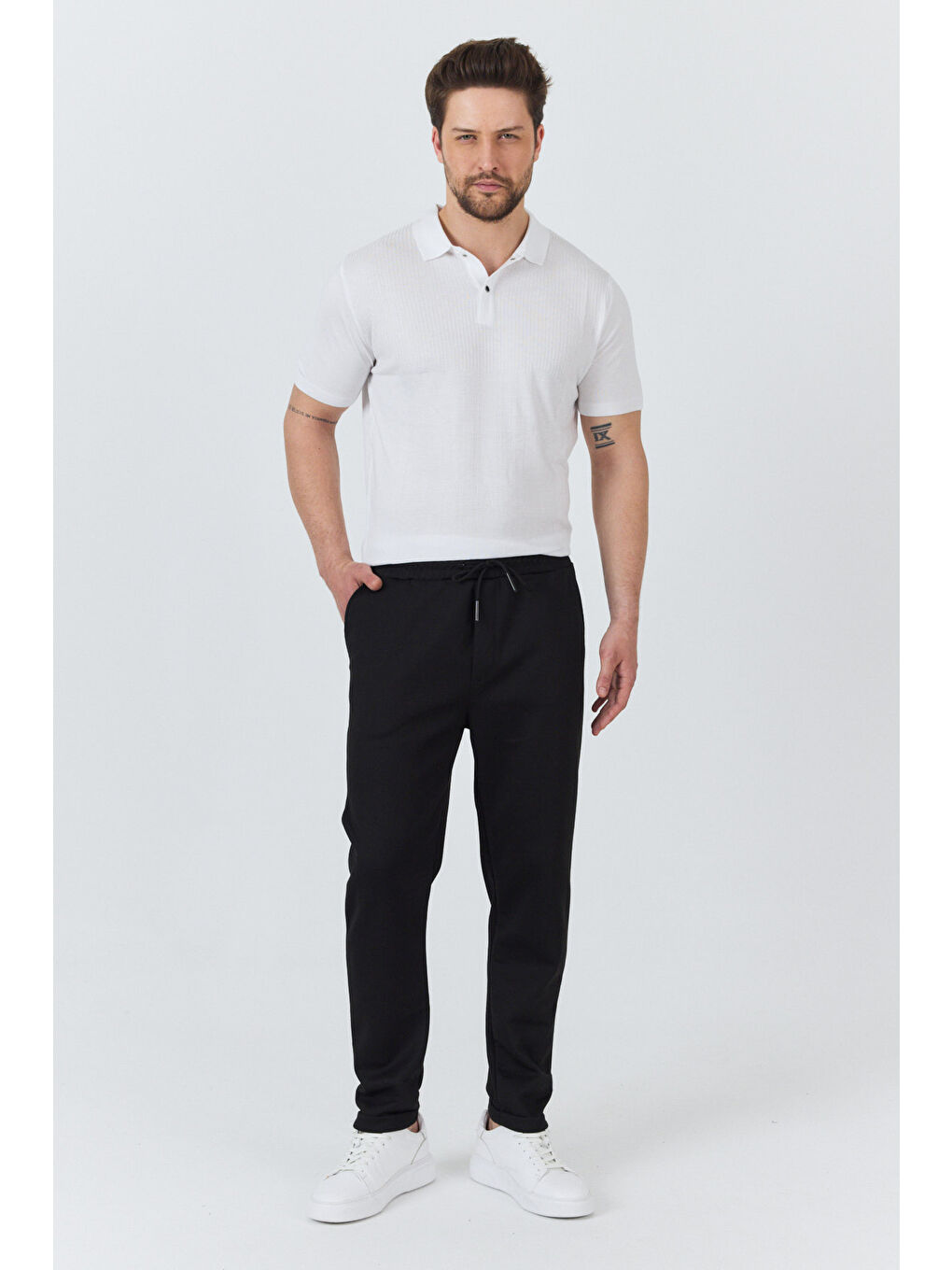 Siyah Erkek Jogger Pantolon Rahat Kalıp Spor Günlük Jogger Pantolon 3520-1