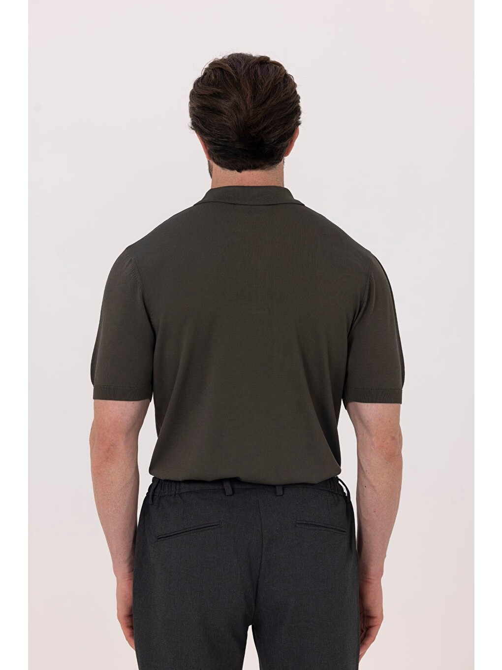 Antrasit Yanı Lastikli Köprülü Kemerli Slim Fit Jogger Pantolon-3