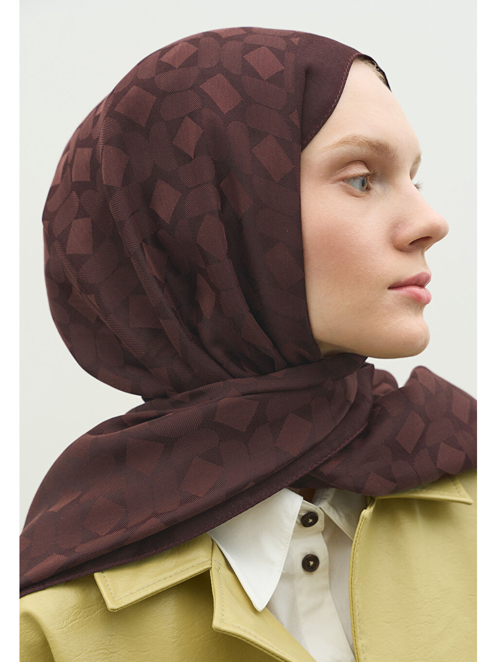 Kahverengi OSLO PAMUK FLOŞ JAKARLI ŞAL KIZIL KAHVE-2