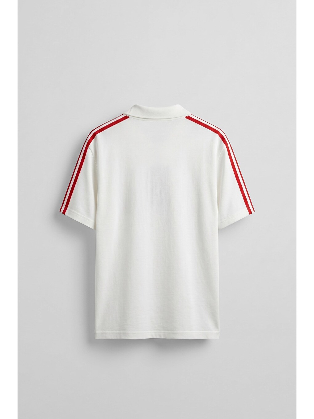 Erkek Oversize Ay Yıldız Detaylı Polo Yaka Forma T-shirt Ekru-1
