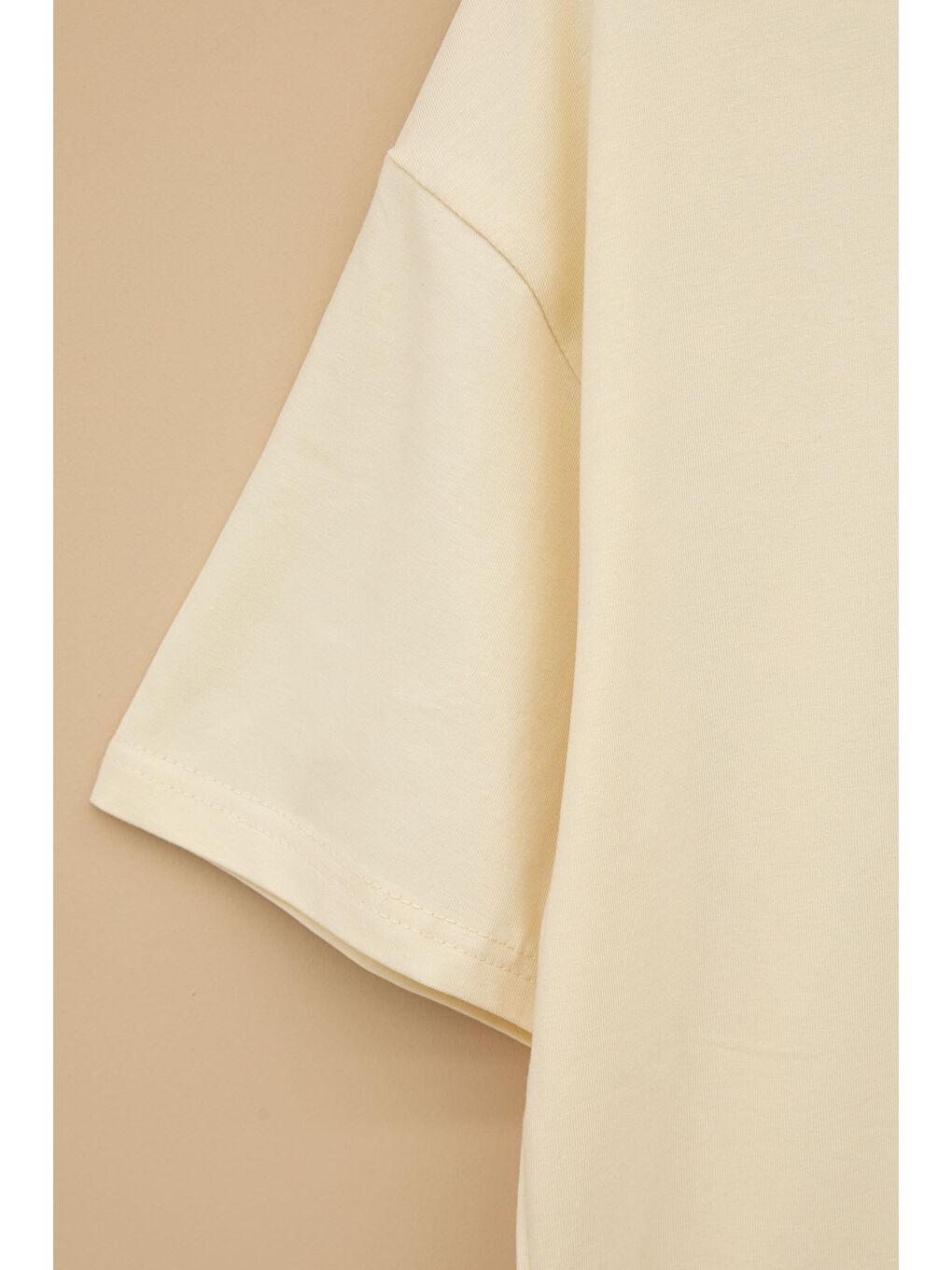 Ekru Krem Skateboard Baskılı Cepli Erkek Çocuk Bisiklet Yaka Tişört 20913-2