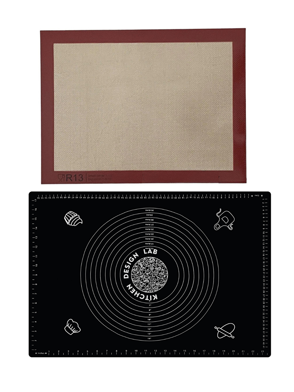 Karışık Isıya Dayanıklı Hamur Pişirme Altlığı ve Ölçülü Hamur Açma Matı 45x65 cm Siyah