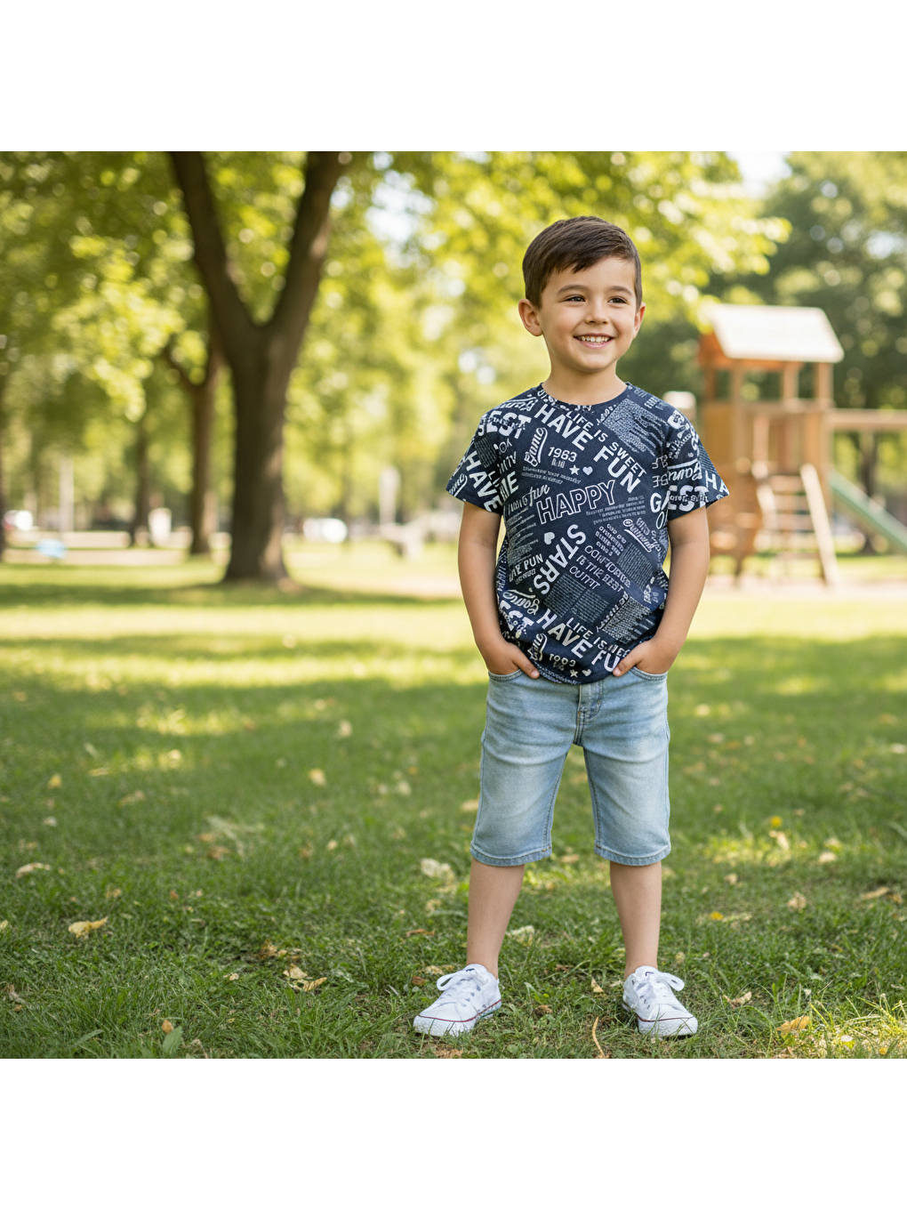 Çocuk Siyah Baskılı Tshirt Cb1022-1
