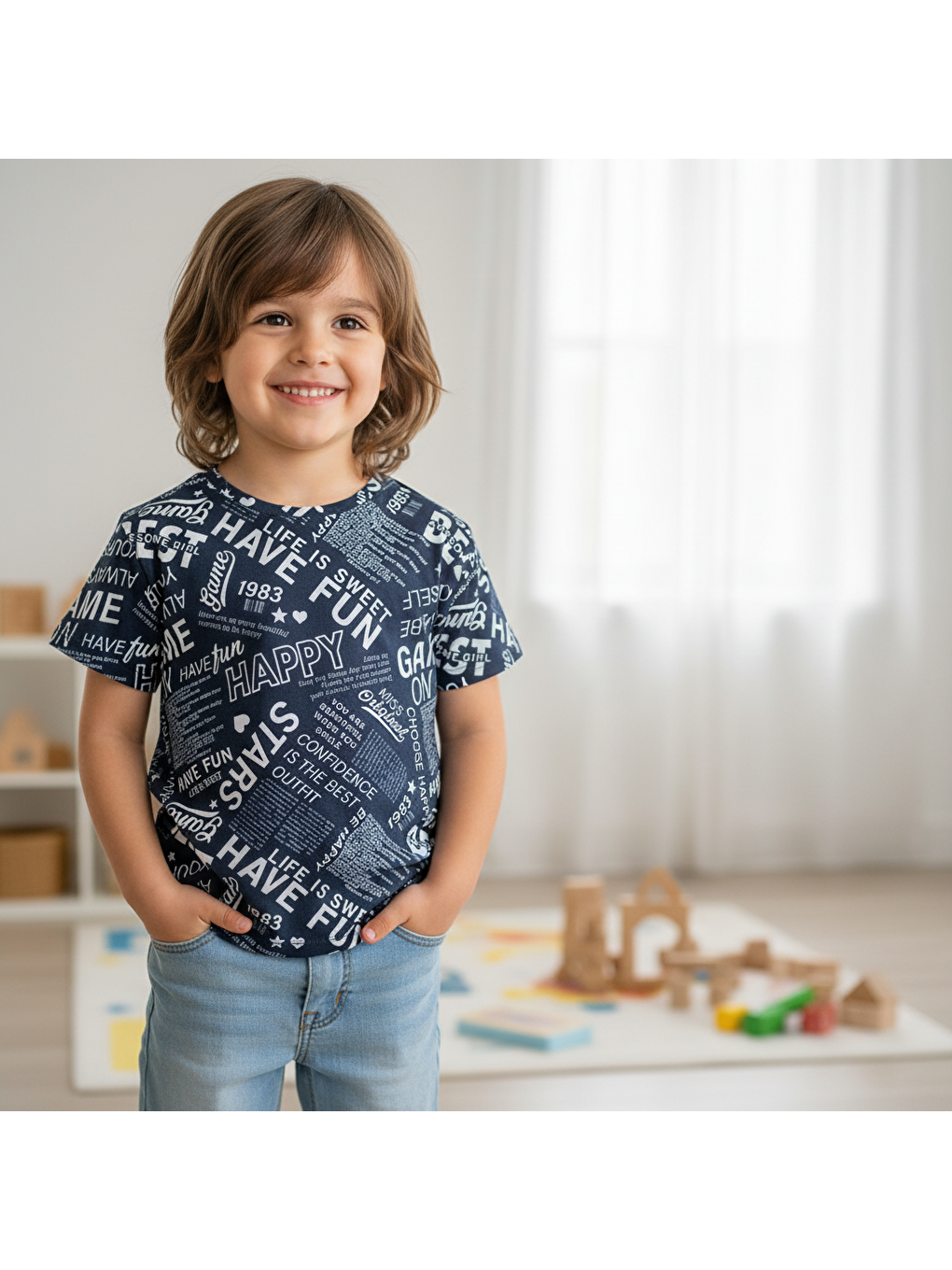 Çocuk Siyah Baskılı Tshirt Cb1022-2