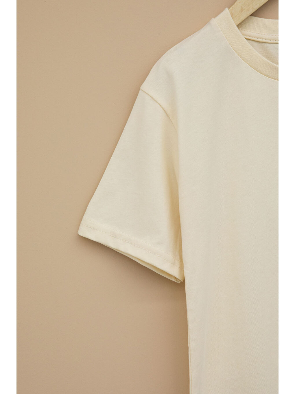 Ekru Krem Kaykay Baskılı Yazılı Erkek Çocuk Bisiklet Yaka Tişört 20914-1