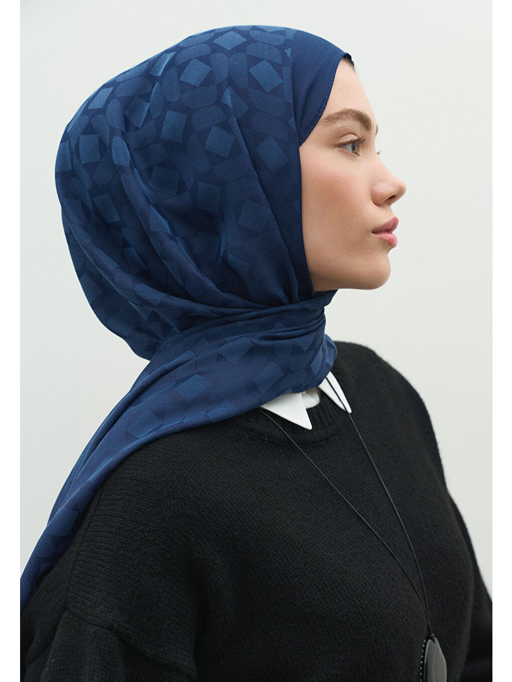 İndigo OSLO PAMUK FLOŞ JAKARLI ŞAL İNDİGO-2