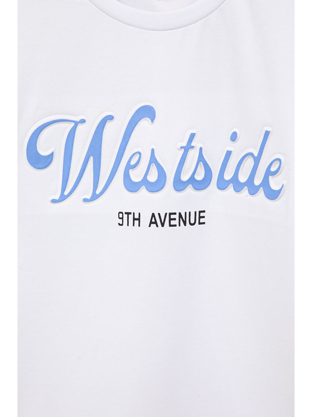 Ekru West Side Kabartmalı Yazılı Kız Çocuk Bisiklet Yaka Tişört 20976-1