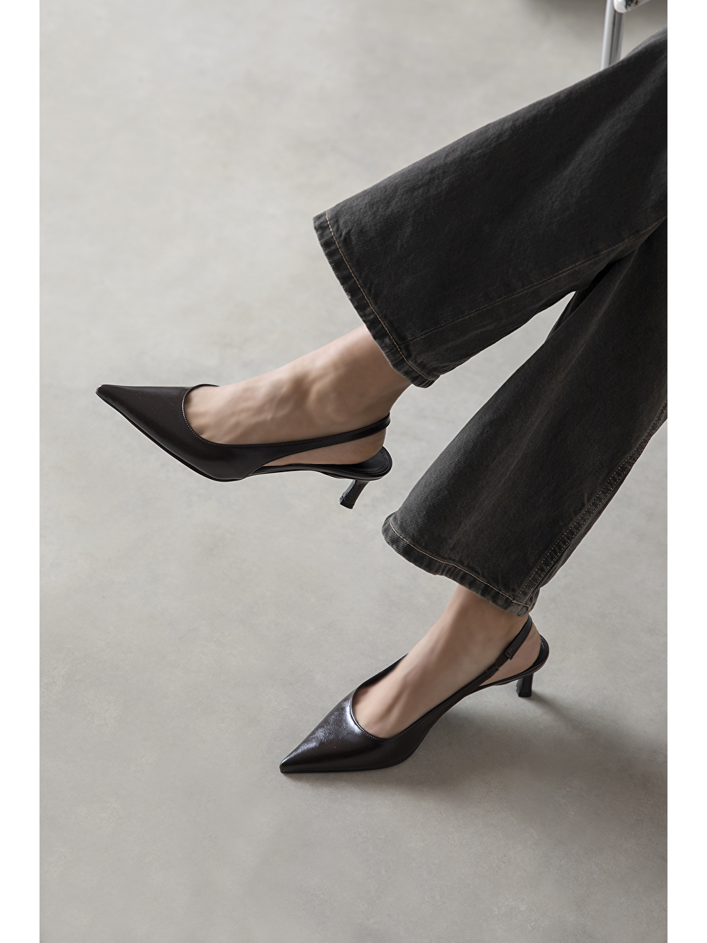 Kahverengi Molly  Kadın Topuklu Kırışık Deri Ayakkabı Kahve-1