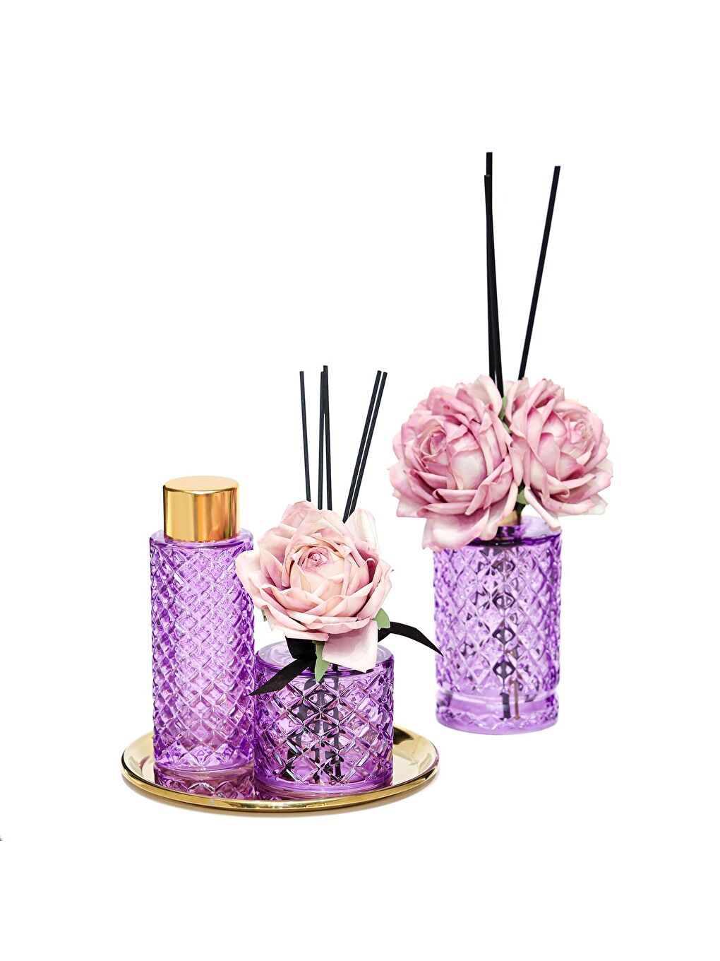 Kristal Gül Serisi- Mor Cam Garden Rose-Pudra Kolonya-1