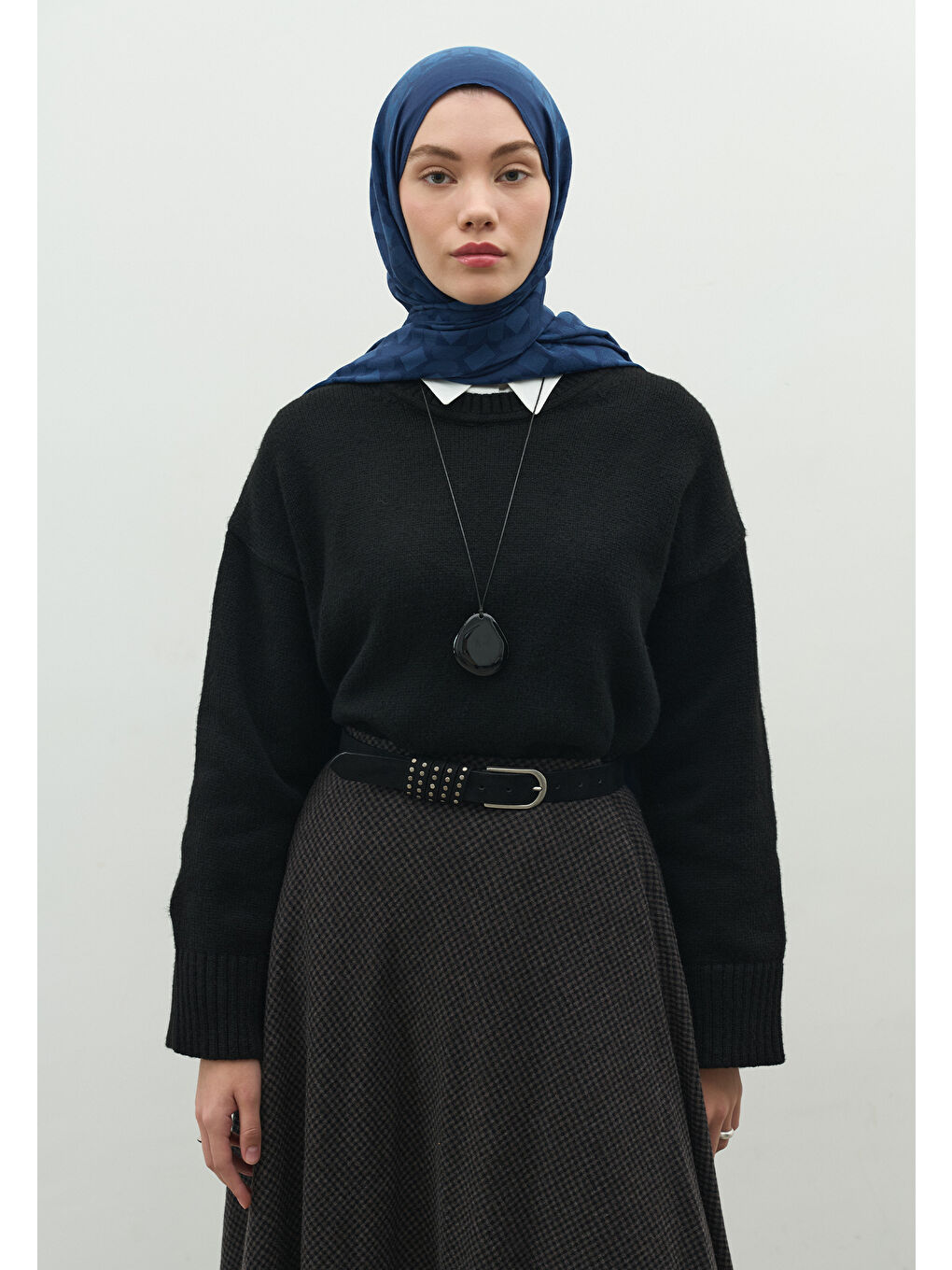 İndigo OSLO PAMUK FLOŞ JAKARLI ŞAL İNDİGO-3