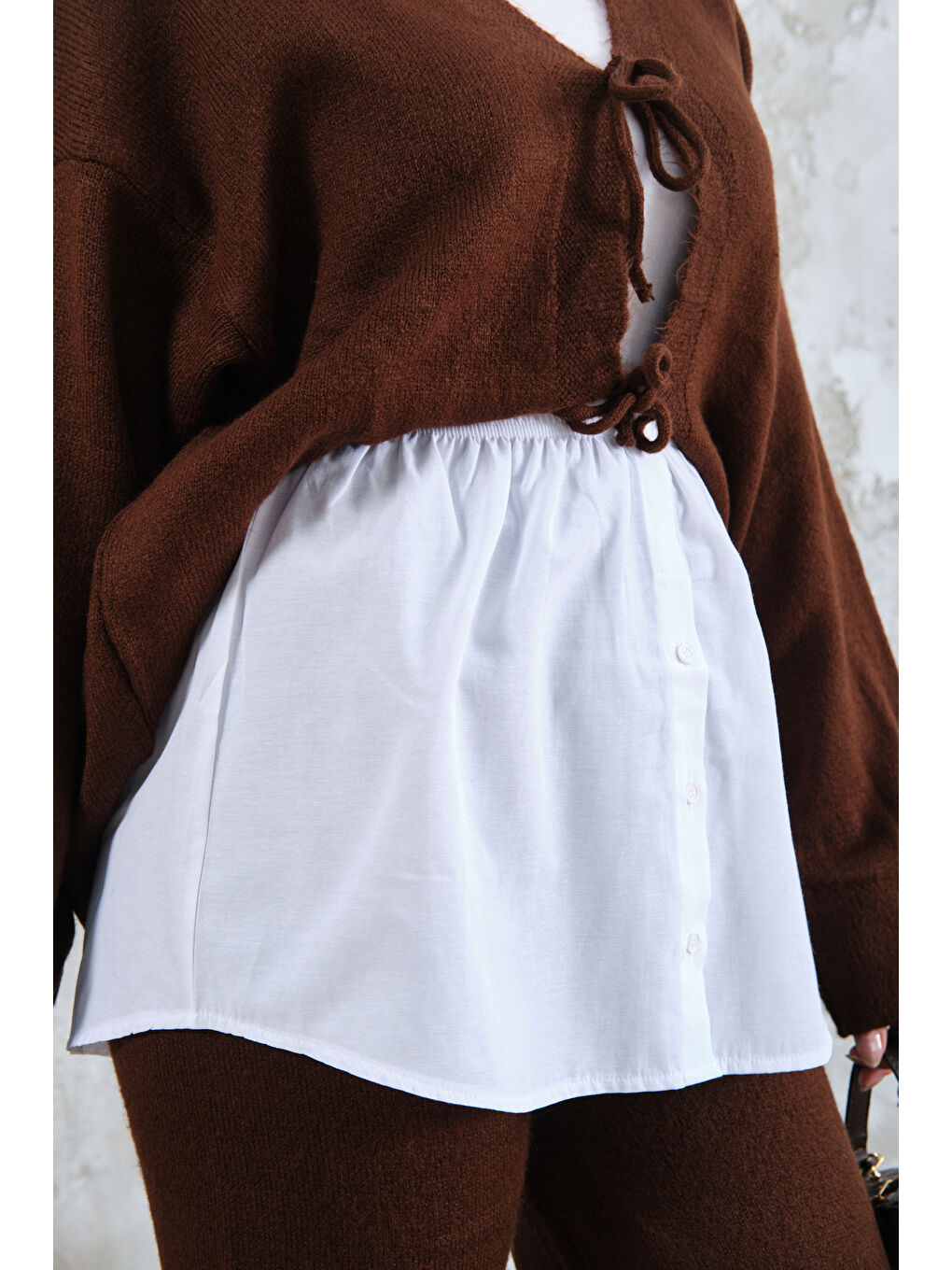 Kadın Etek Uzatıcı Düğme Detay İçlik Beyaz-2