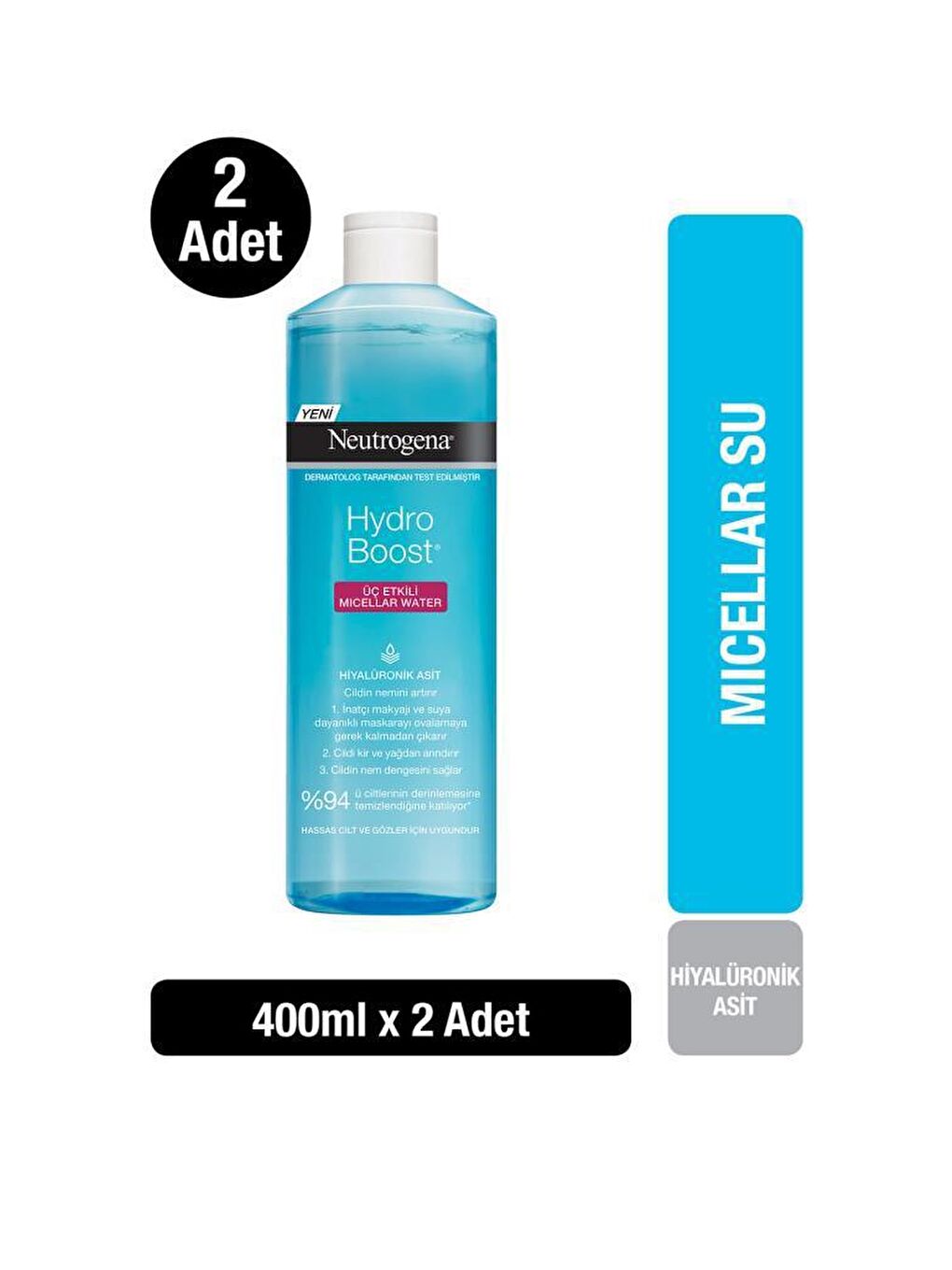 Neutrogena Renksiz Hydro Boost Micellar Water 400 ml x2