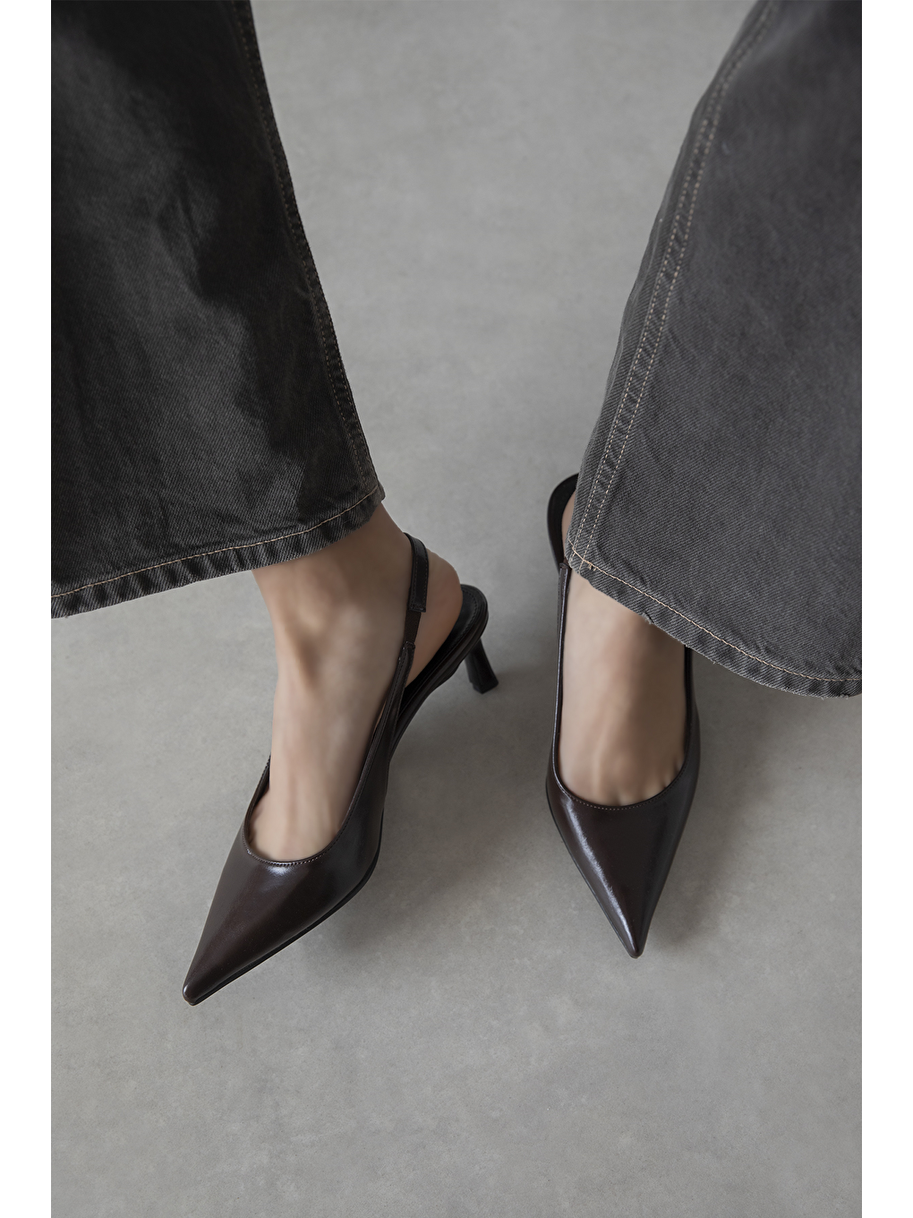 Kahverengi Molly  Kadın Topuklu Kırışık Deri Ayakkabı Kahve-3