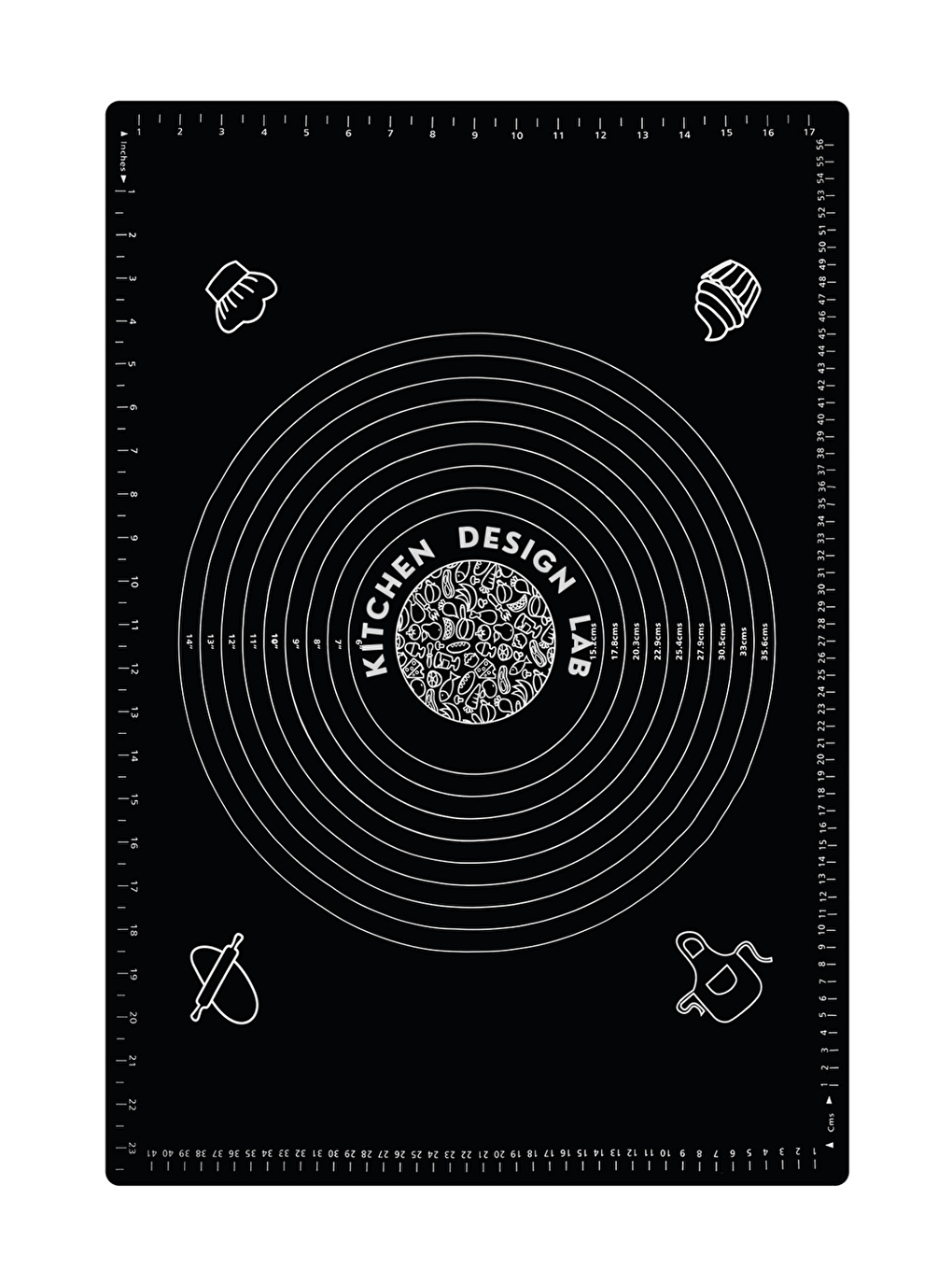 Karışık Isıya Dayanıklı Hamur Pişirme Altlığı ve Ölçülü Hamur Açma Matı 45x65 cm Siyah-1