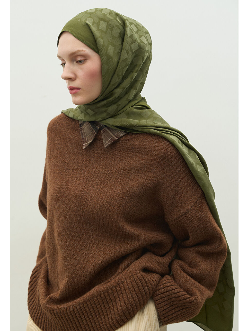 Haki OSLO PAMUK FLOŞ JAKARLI ŞAL ASKERİ HAKİ