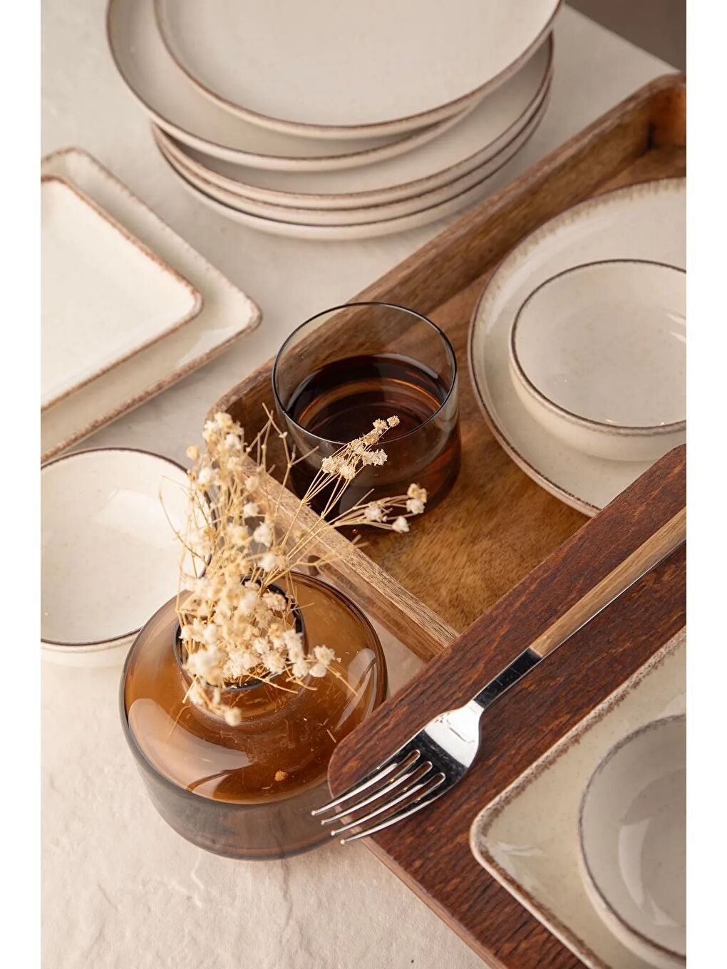 Bej Moderna Kahvaltı Takımı 14 Parça 6 Kişilik TarçınMOD14KH730P02-1