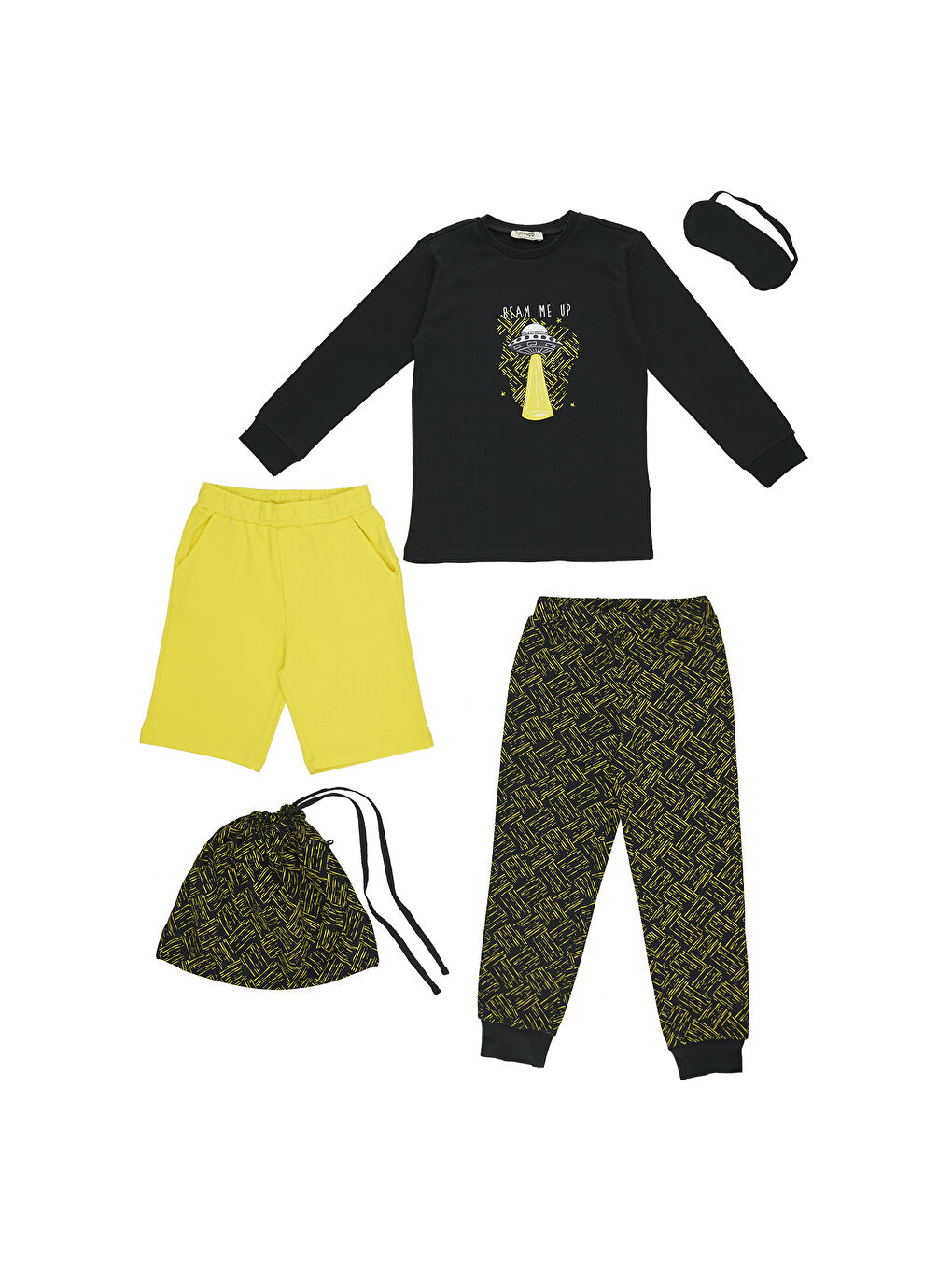 Siyah Erkek Çocuk 3'lü Set Pijama Takımı