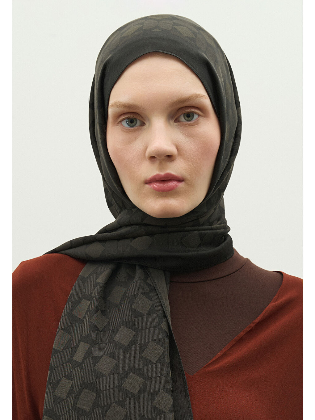 Siyah OSLO PAMUK FLOŞ JAKARLI ŞAL KÖMÜR-3