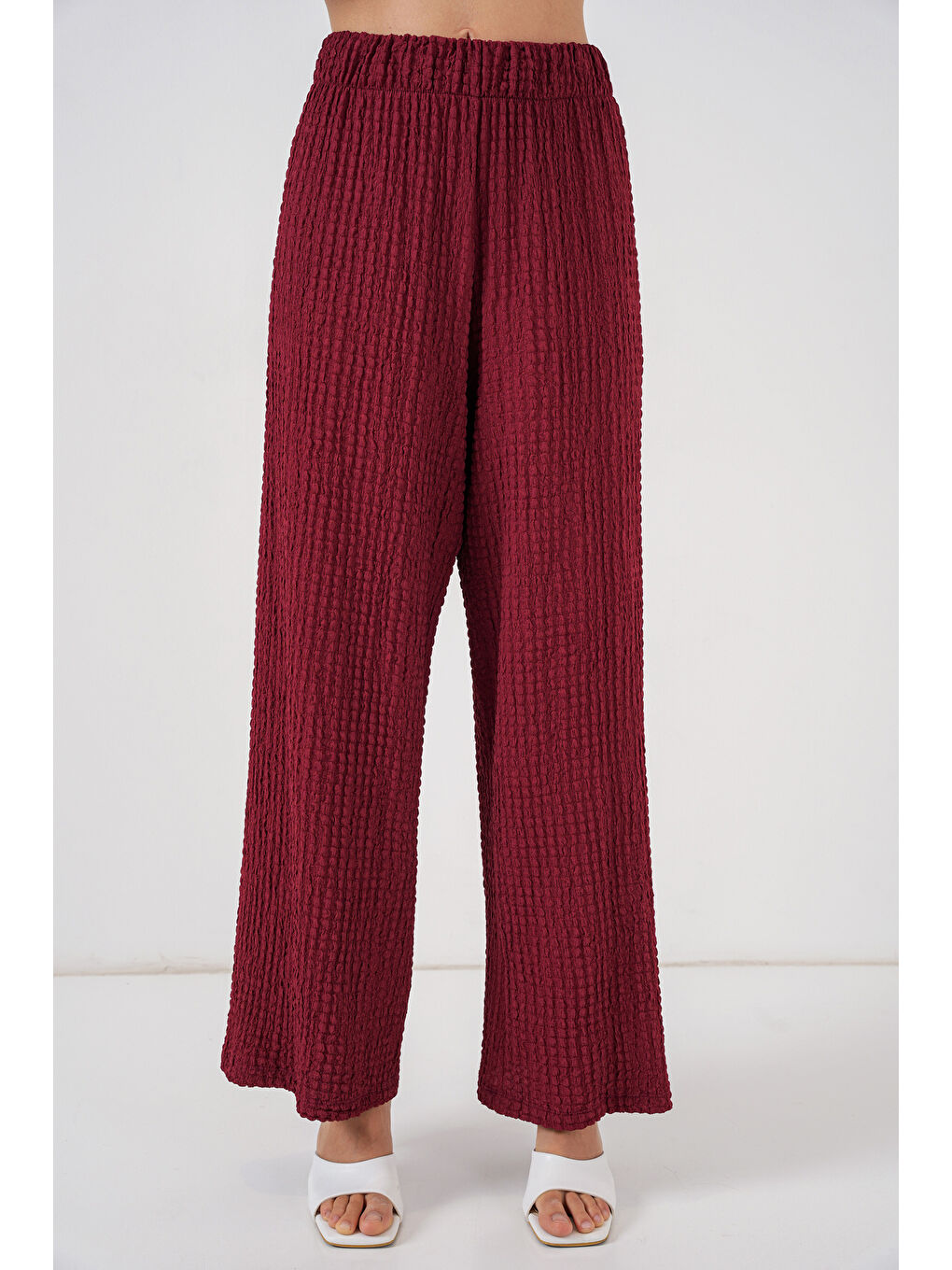 Kadın Örme Bluz Pantolon İkili Takım 30052 - Bordo-3
