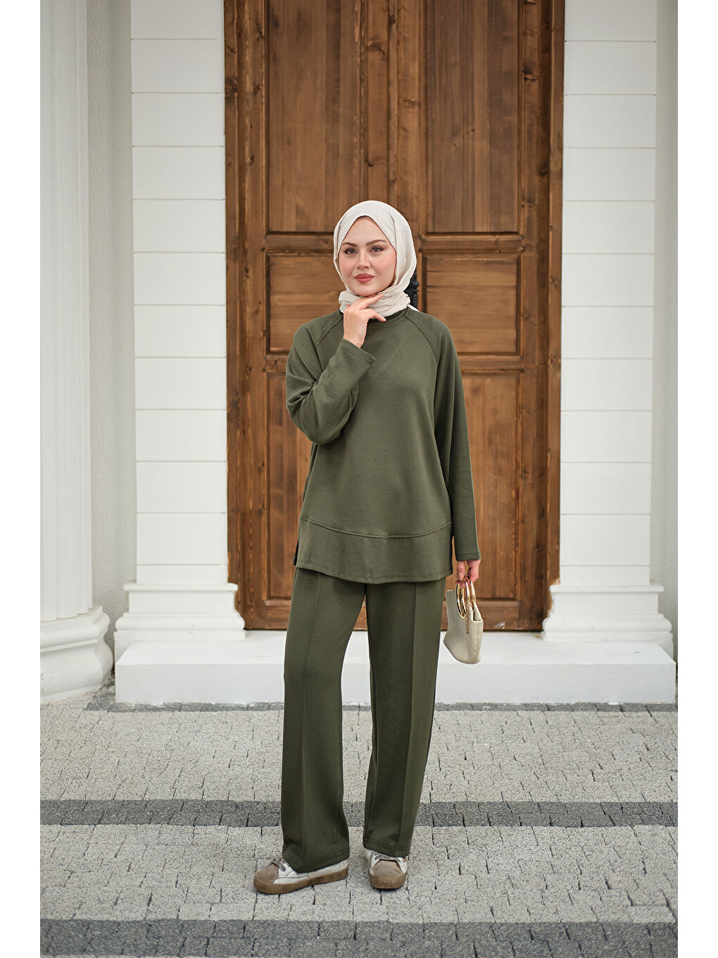 Kadın Pantolonlu Takım Haki Yeşil-1