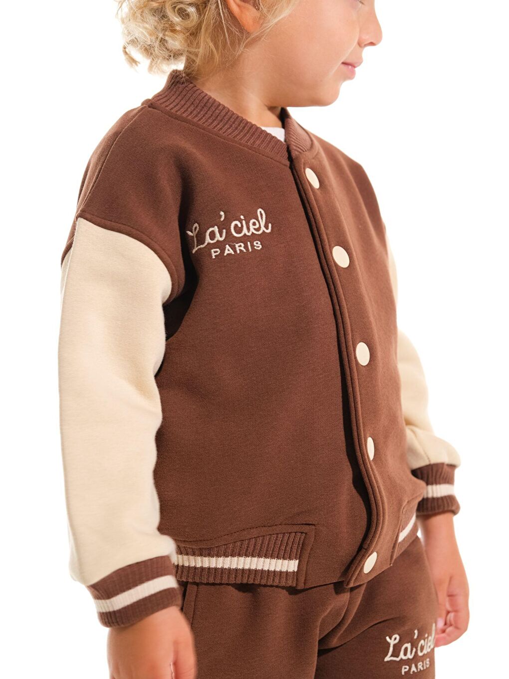 Kışlık Kahverengi Pamuklu Kolej Ceket Eşofman Alt-Üst Takım Erkek Çocuk-4