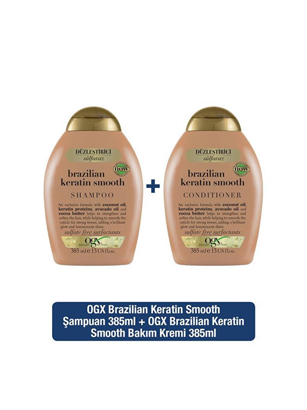 OGX Renksiz Düzleştirici Brazilian Keratin Sülfatsız Şampuan 385ml+Sülfatsız Bakım Kremi385ml