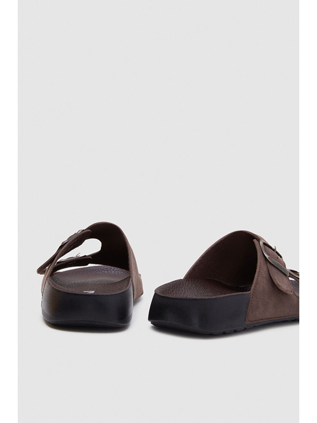 Twn Kahverengi Çift Tokalı Terlik-4