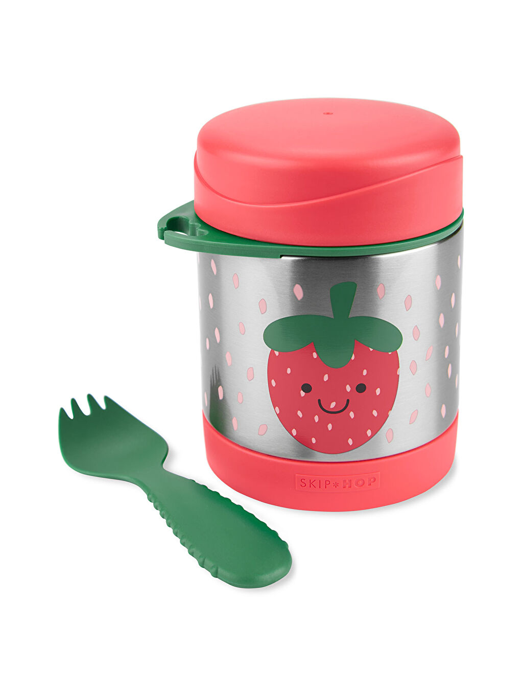 Paslanmaz Çelik Mama Saklama Termosu Seti - Çilek-1