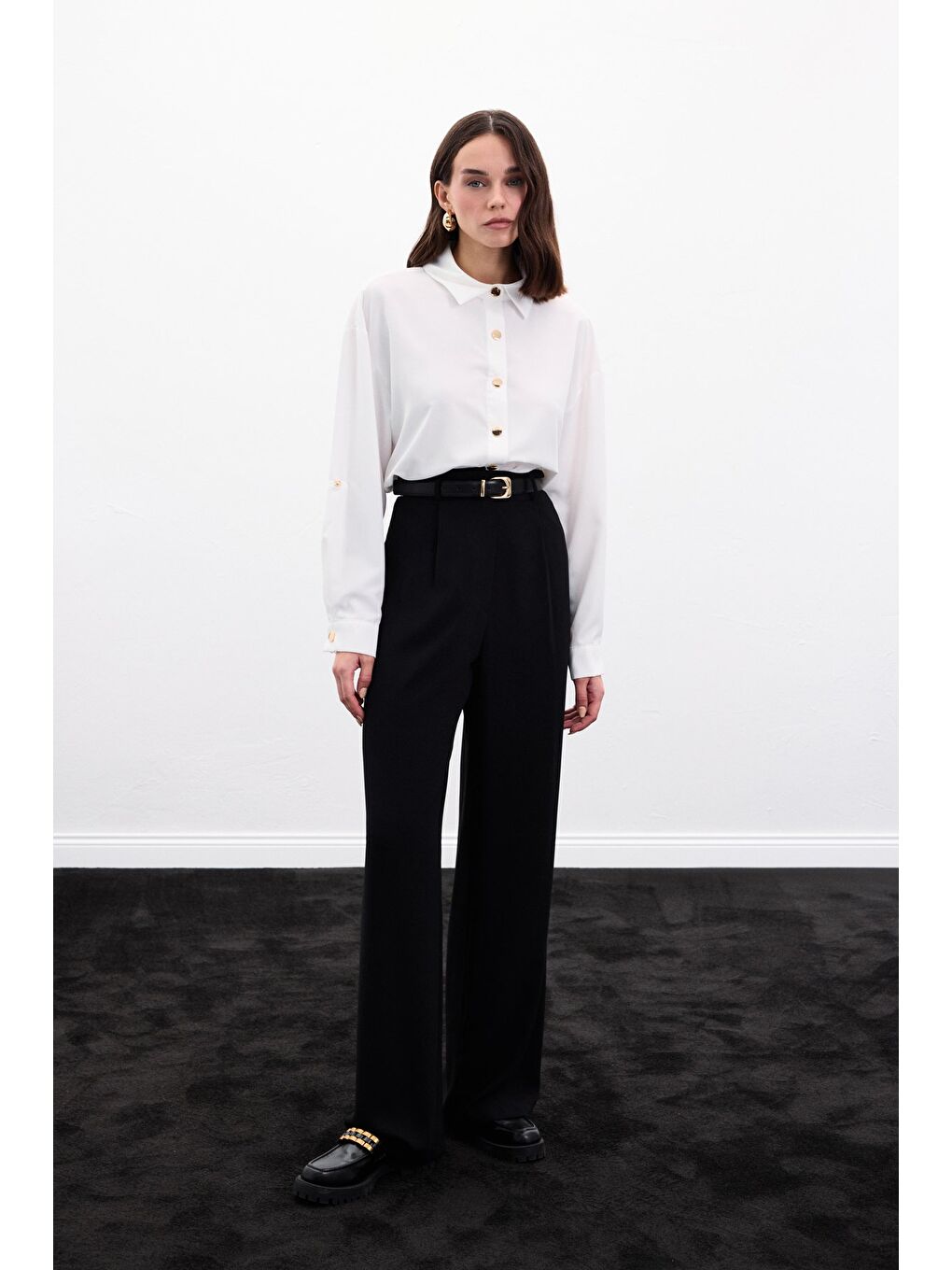 Çıtçıt Detaylı Gömlek - Ekru-5