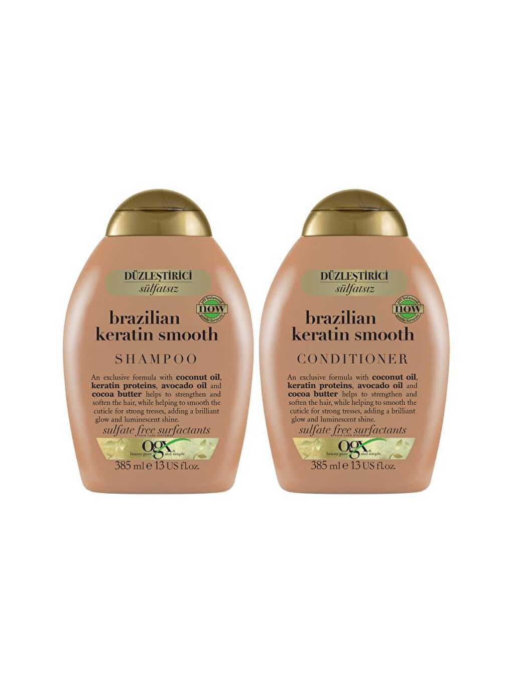 OGX Renksiz Düzleştirici Brazilian Keratin Sülfatsız Şampuan 385ml+Sülfatsız Bakım Kremi385ml - 1