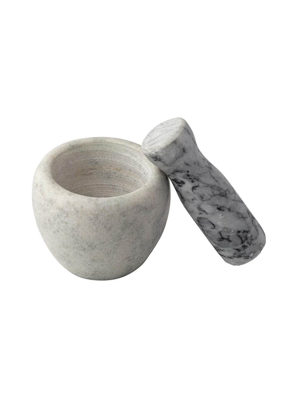 Doğal Desenli Yekpare Mermer Oyma Havan Beyaz Renkli Düz Model-1