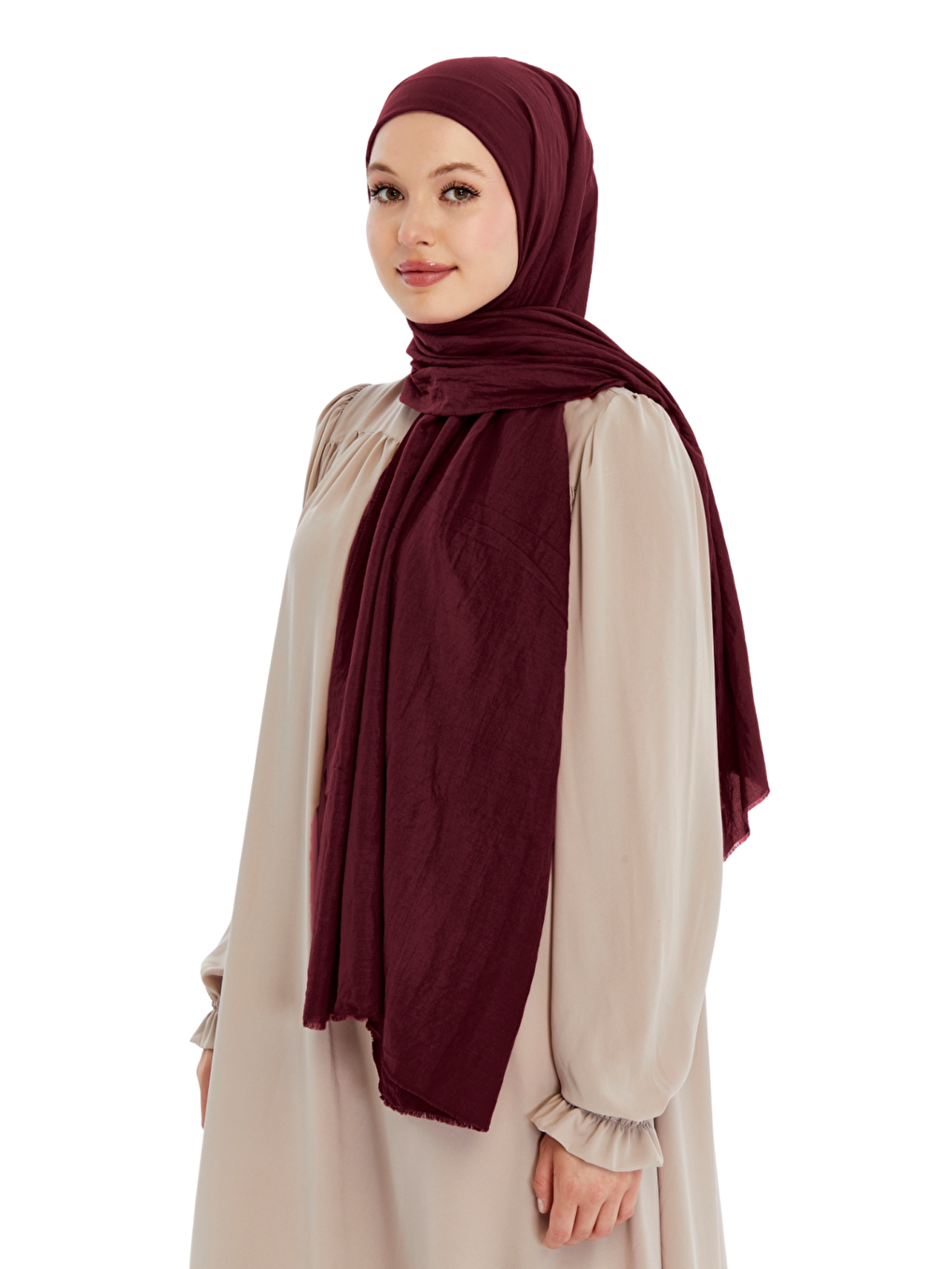 Bordo Pamuk Soft Şal-3