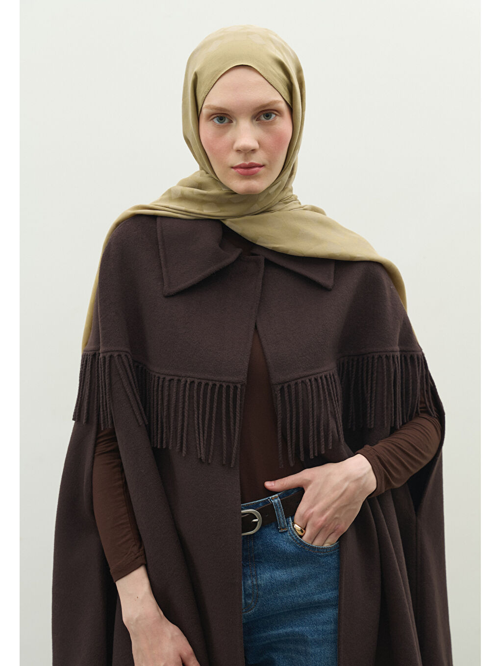 Bej OSLO PAMUK FLOŞ JAKARLI ŞAL VİZON-1