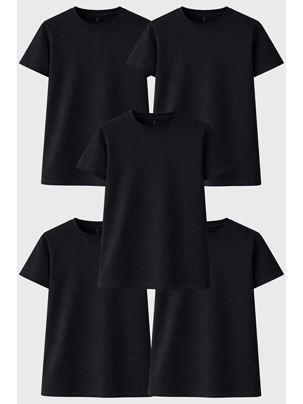 Siyah Kadın 5 Adet Basic Tişört Seti, 30/1 Süprem Pamuk, Yumuşak Doku, Bisiklet Yaka