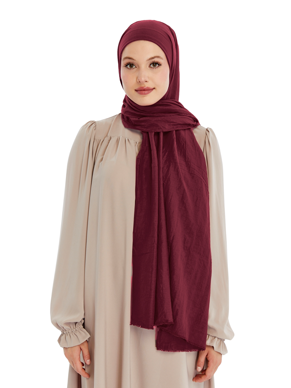 Bordo Pamuk Soft Şal-4