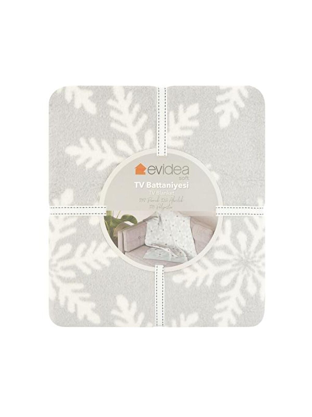 Soft Kar Tanesi Pamuklu Tv Battaniyesi - Buz Mavisi - 130x170 cm-2