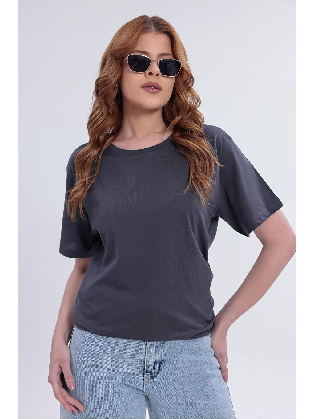 Siyah Kadın 5 Adet Basic Tişört Seti, 30/1 Süprem Pamuk, Yumuşak Doku, Bisiklet Yaka-4