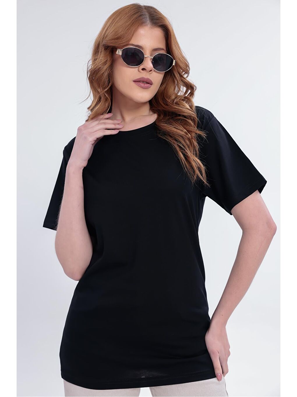 Siyah Kadın 5 Adet Basic Tişört Seti, 30/1 Süprem Pamuk, Yumuşak Doku, Bisiklet Yaka-4