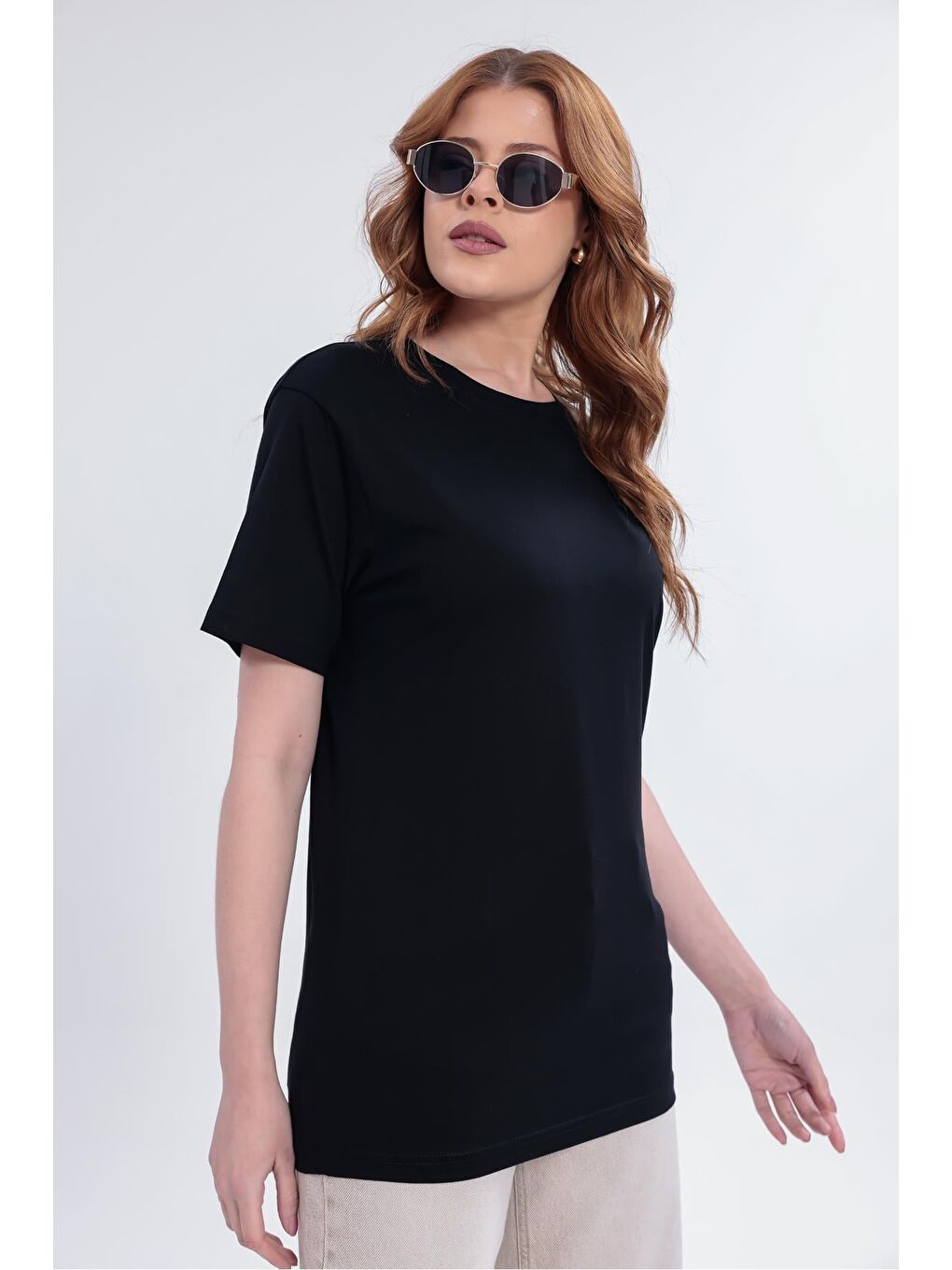 Siyah Kadın 5 Adet Basic Tişört Seti, 30/1 Süprem Pamuk, Yumuşak Doku, Bisiklet Yaka-5