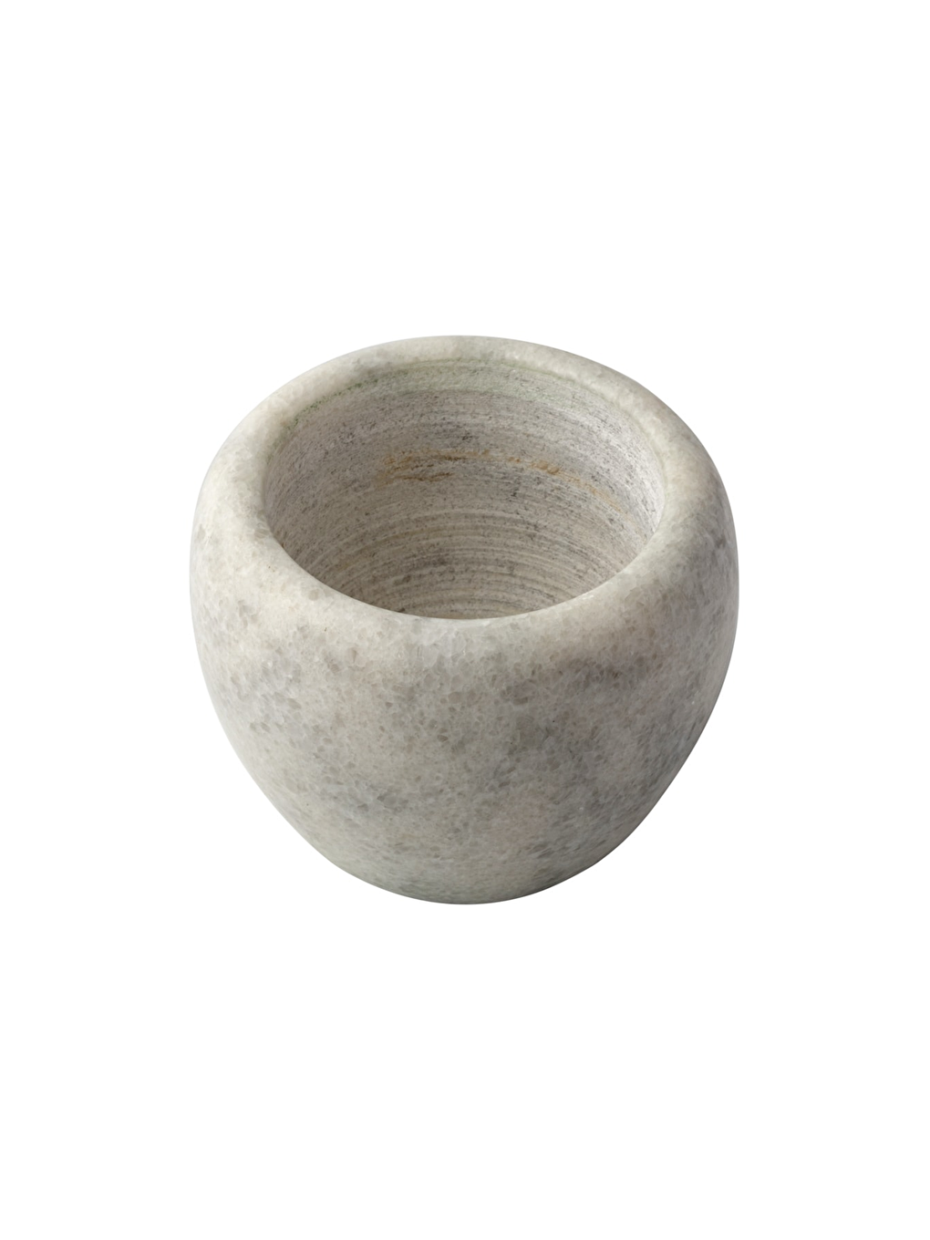 Doğal Desenli Yekpare Mermer Oyma Havan Beyaz Renkli Düz Model-2