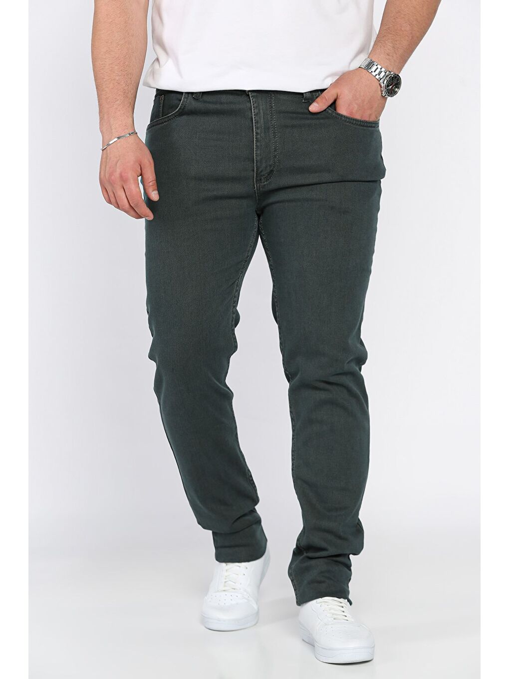 Haki Erkek Elastanlı Jean Pantolon
