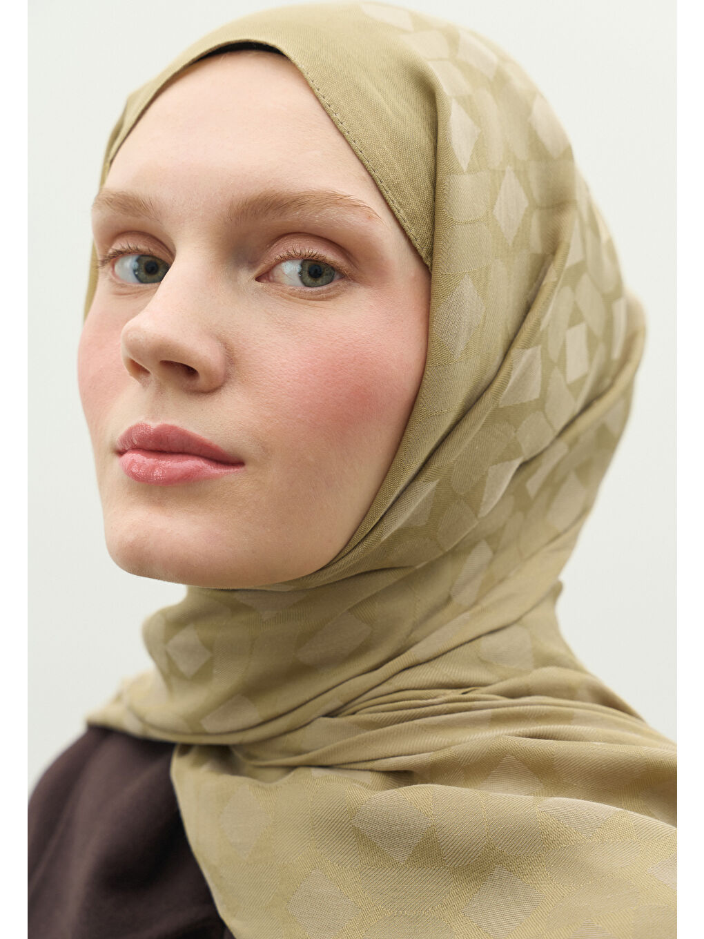 Bej OSLO PAMUK FLOŞ JAKARLI ŞAL VİZON-3