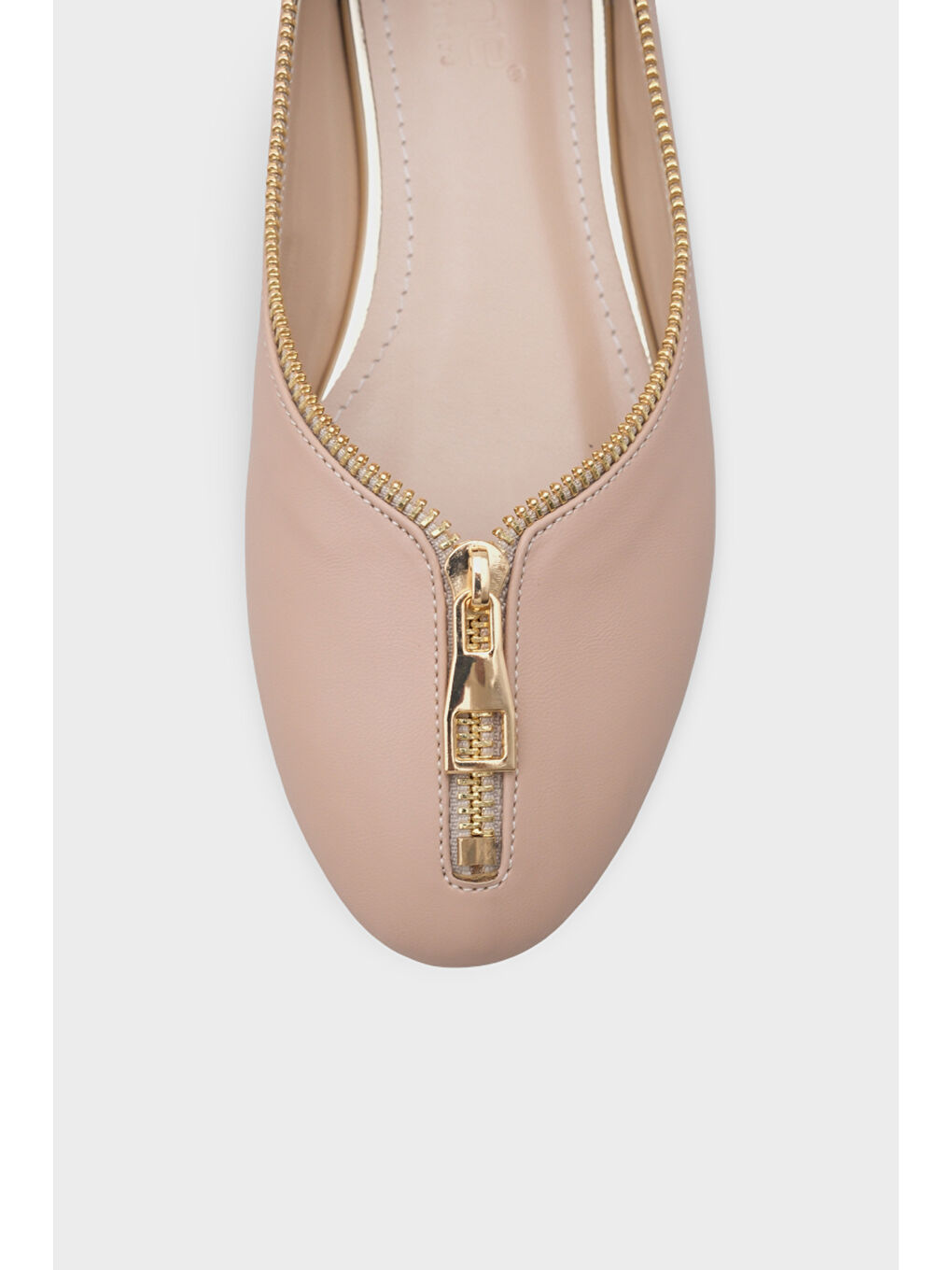 Bej Laurella Kısa Topuklu Fermuarlı Kadın Babet-2