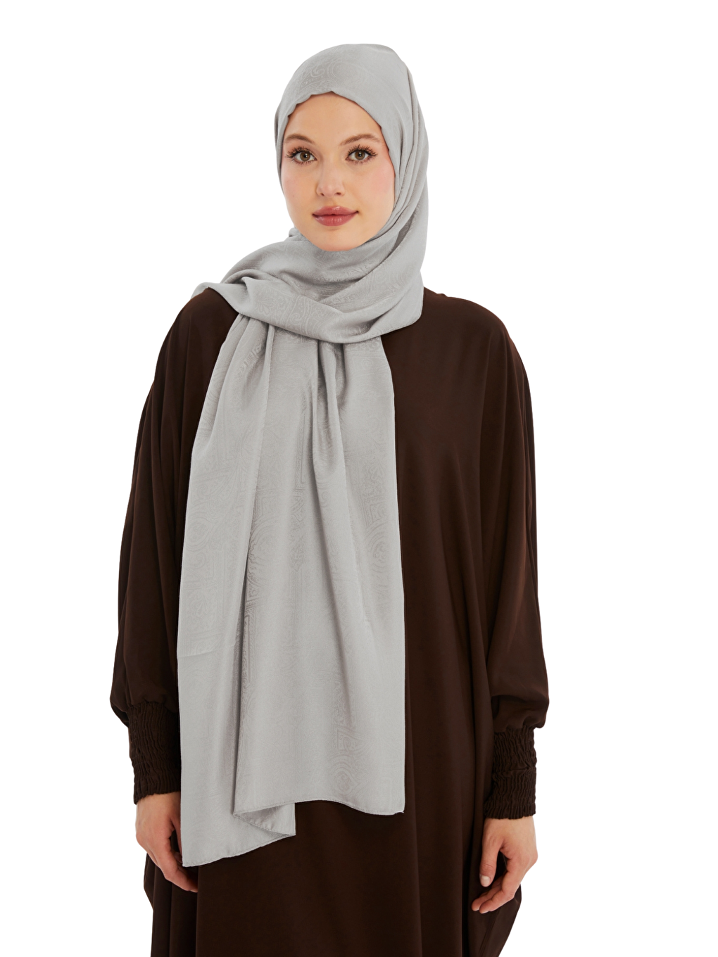 Bej Monogram Etnik Desen Şal-3