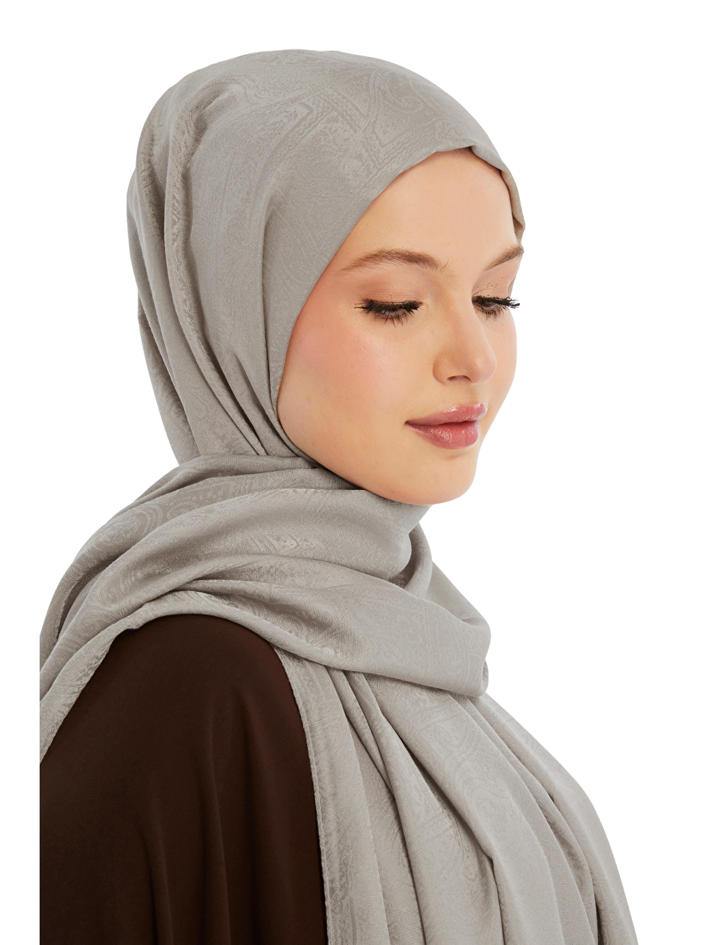 Bej Monogram Etnik Desen Şal-4